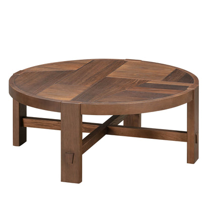 Abstract Wooden Round Coffee Table