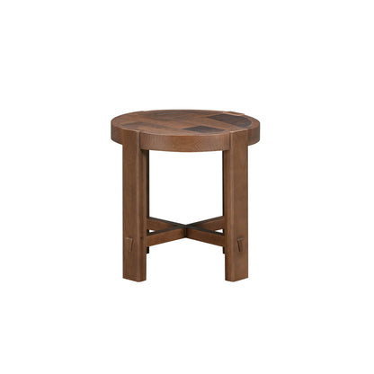 Abstract Wooden Round Side Table