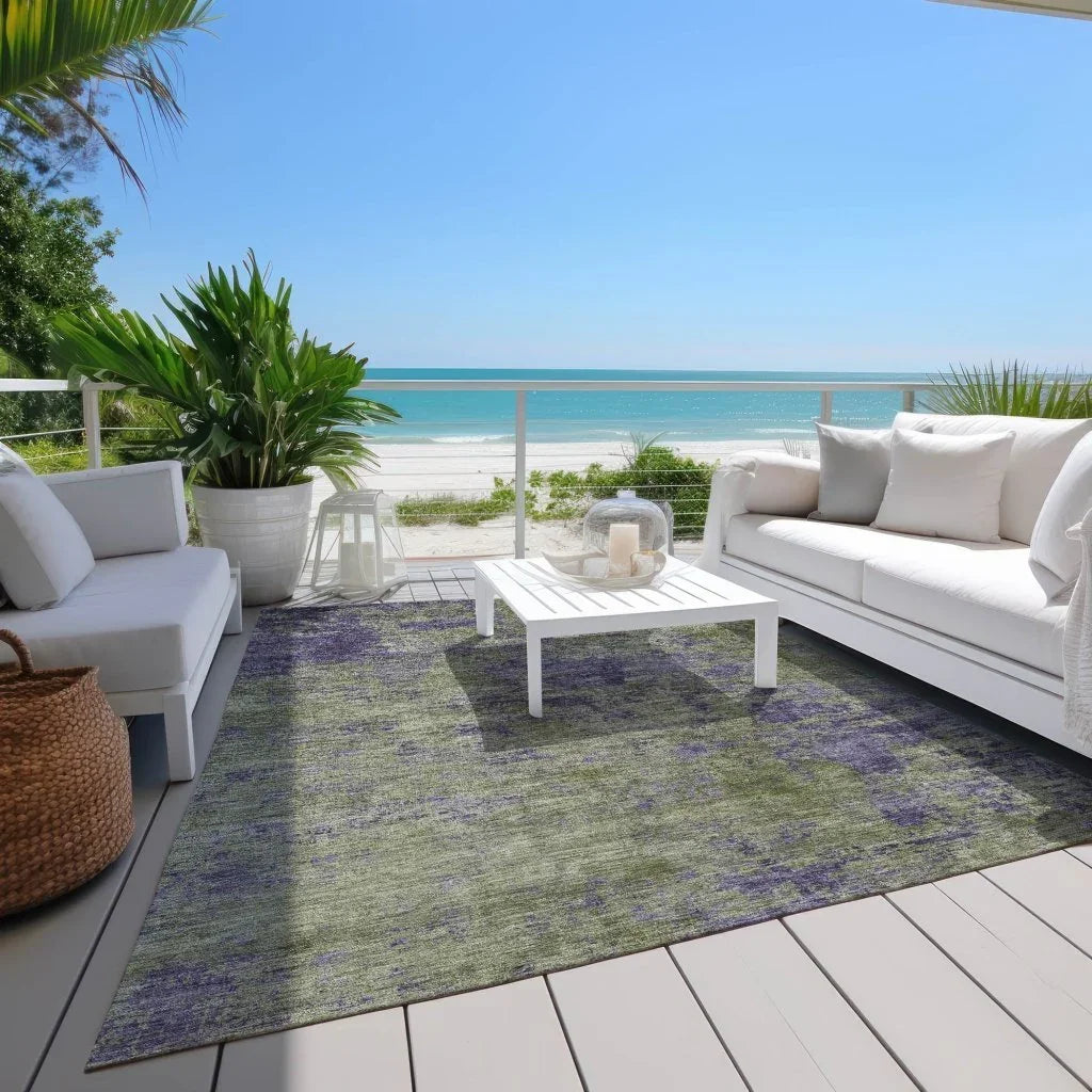 Acacina Green Washable Indoor - Outdoor Rug - LOOMLAN - LOOMLAN Rugs - Outdoor Rugs