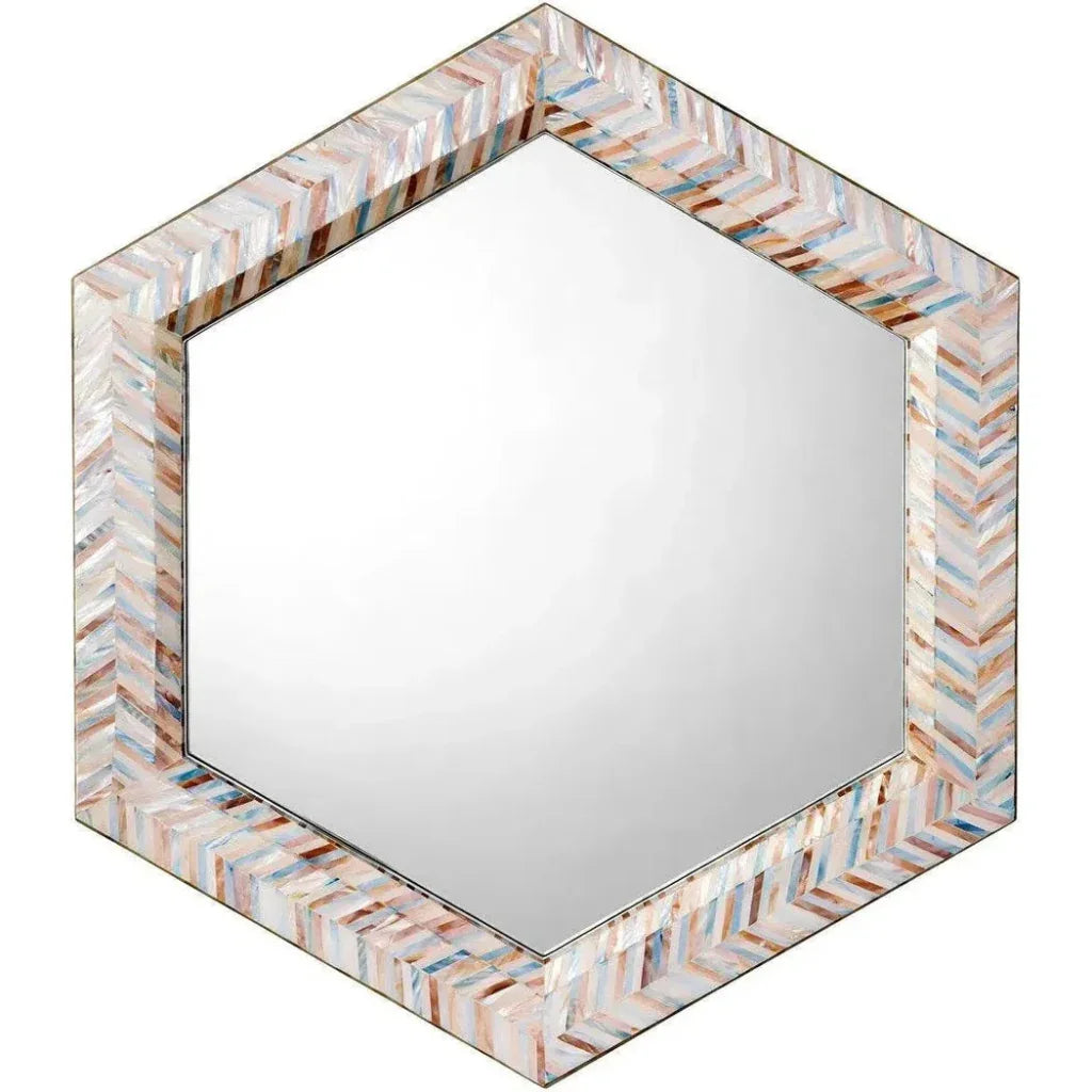 Academy Mother Of Pearl Hexagon Wall Mirror - LOOMLAN - Jamie Young - Wall Mirrors