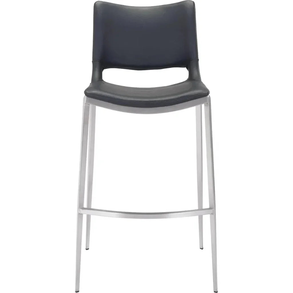 Ace Black & Silver Bar Chair (Set of 2) - LOOMLAN - Zuo Modern - Bar Stools