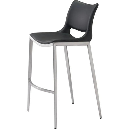Ace Black & Silver Bar Chair (Set of 2) - LOOMLAN - Zuo Modern - Bar Stools