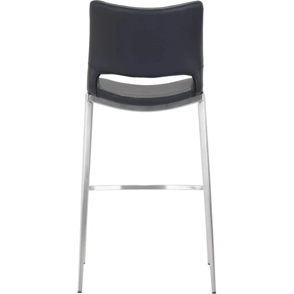 Ace Black & Silver Bar Chair (Set of 2) - LOOMLAN - Zuo Modern - Bar Stools