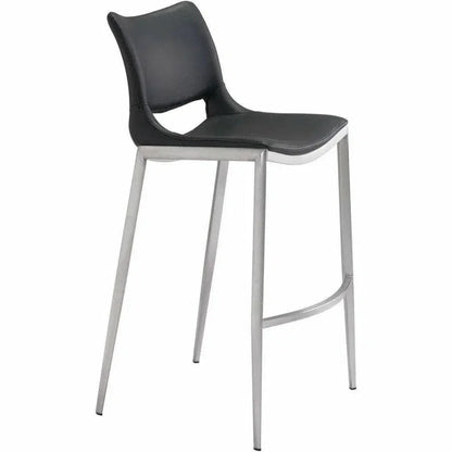 Ace Black & Silver Bar Chair (Set of 2) - LOOMLAN - Zuo Modern - Bar Stools
