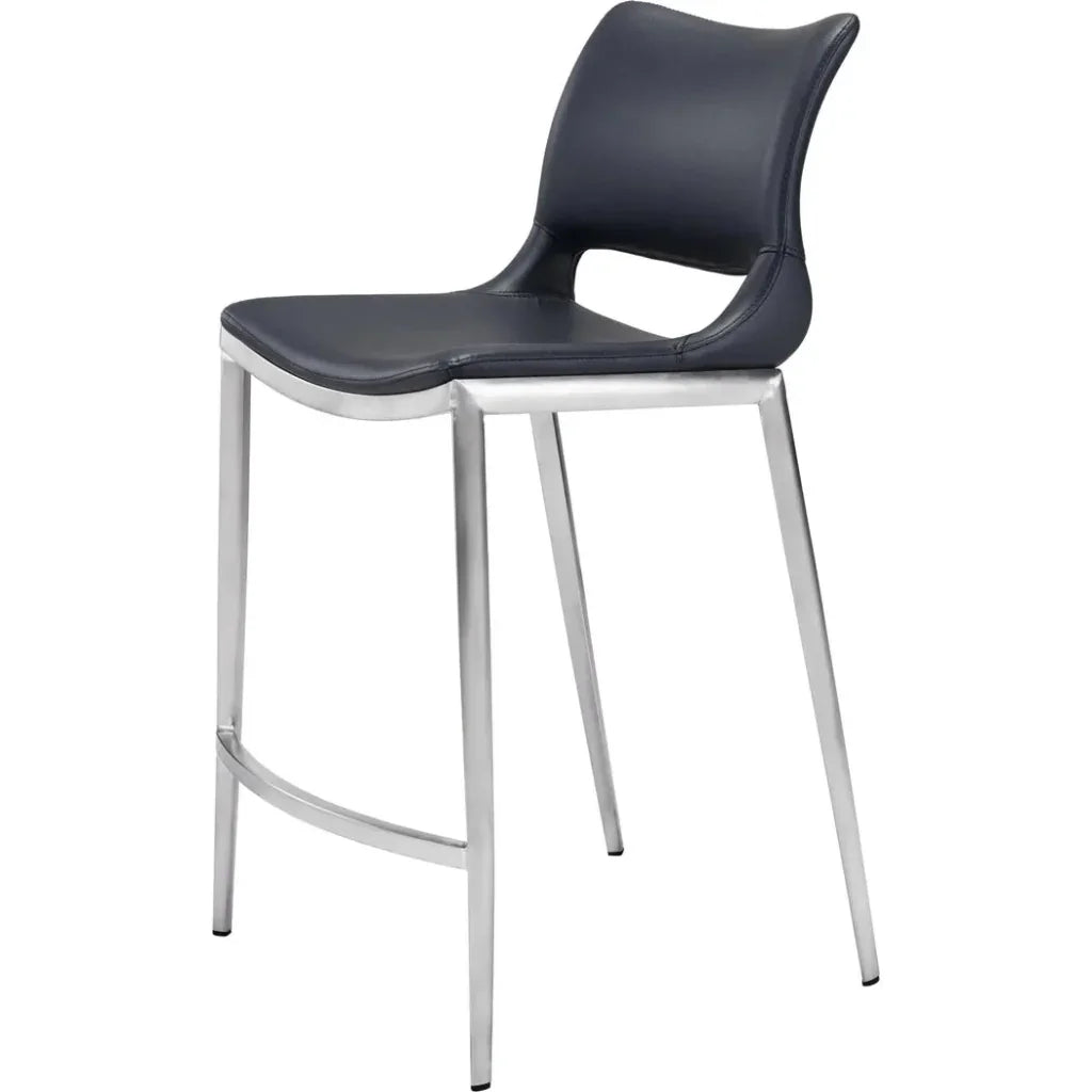 Ace Counter Chair (Set of 2) Black & Silver - LOOMLAN - Zuo Modern - Counter Stools