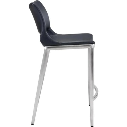 Ace Counter Chair (Set of 2) Black & Silver - LOOMLAN - Zuo Modern - Counter Stools