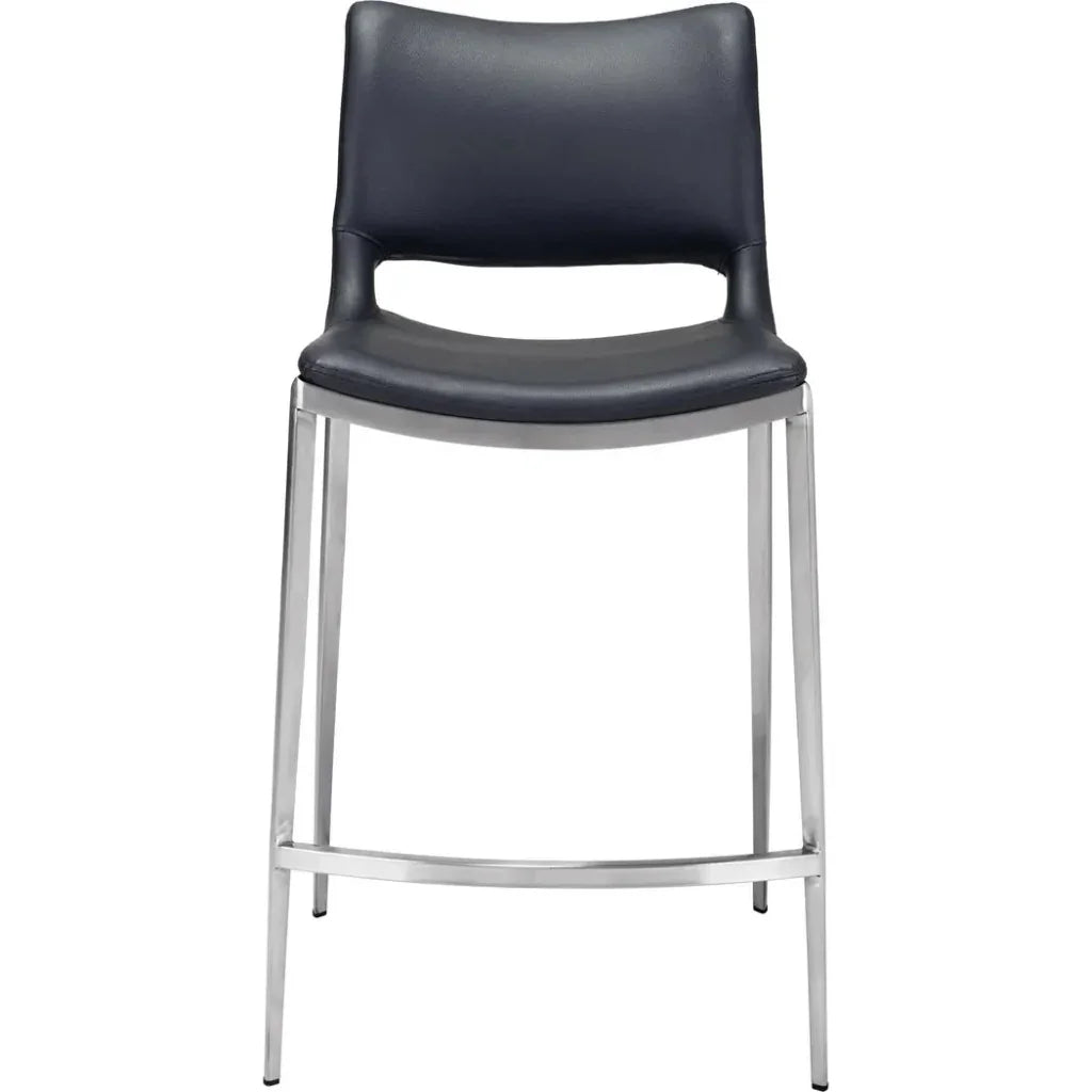 Ace Counter Chair (Set of 2) Black & Silver - LOOMLAN - Zuo Modern - Counter Stools