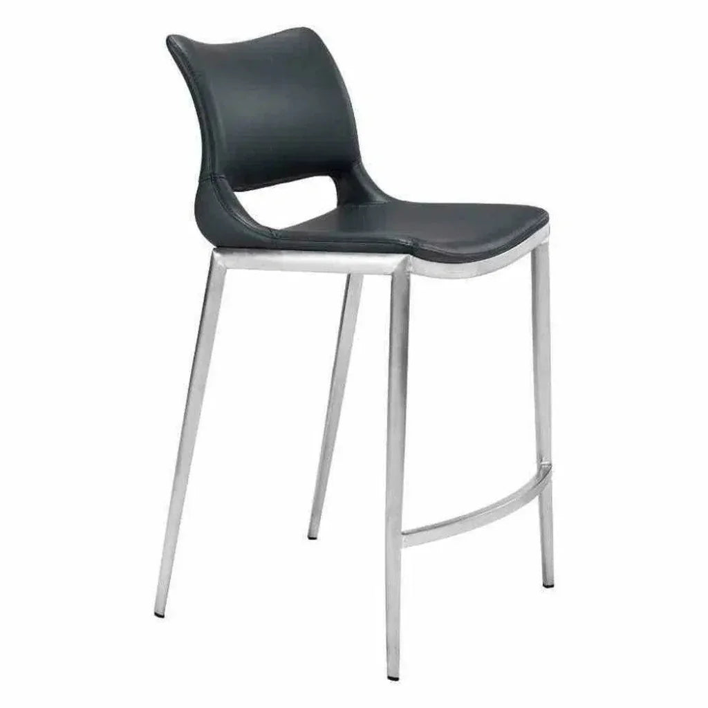 Ace Counter Chair (Set of 2) Black & Silver - LOOMLAN - Zuo Modern - Counter Stools