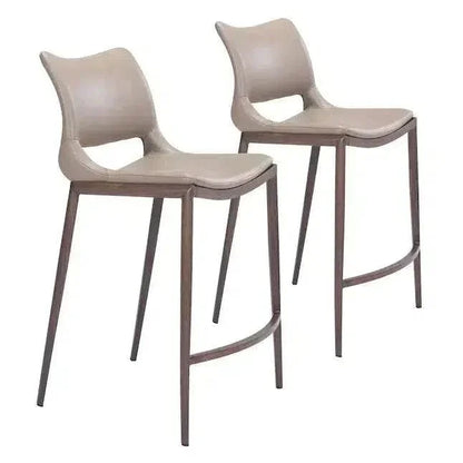Ace Counter Chair (Set of 2) Gray & Walnut - LOOMLAN - Zuo Modern - Counter Stools