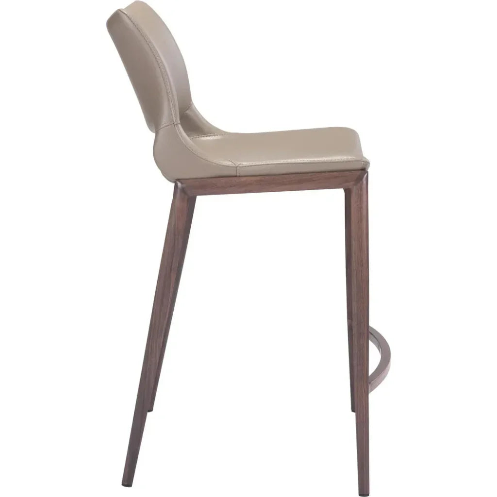 Ace Counter Chair (Set of 2) Gray & Walnut - LOOMLAN - Zuo Modern - Counter Stools