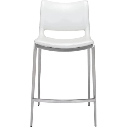 Ace Counter Chair (Set of 2) White & Silver - LOOMLAN - Zuo Modern - Counter Stools