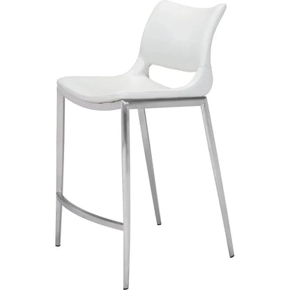 Ace Counter Chair (Set of 2) White & Silver - LOOMLAN - Zuo Modern - Counter Stools