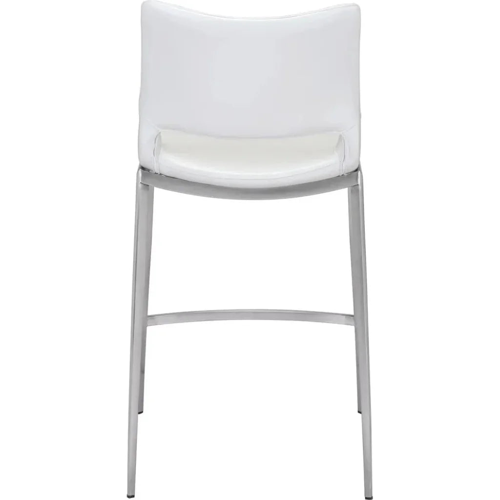 Ace Counter Chair (Set of 2) White & Silver - LOOMLAN - Zuo Modern - Counter Stools
