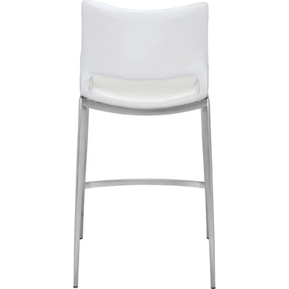 Ace Counter Chair (Set of 2) White & Silver - LOOMLAN - Zuo Modern - Counter Stools