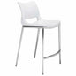 Ace Counter Chair (Set of 2) White & Silver - LOOMLAN - Zuo Modern - Counter Stools