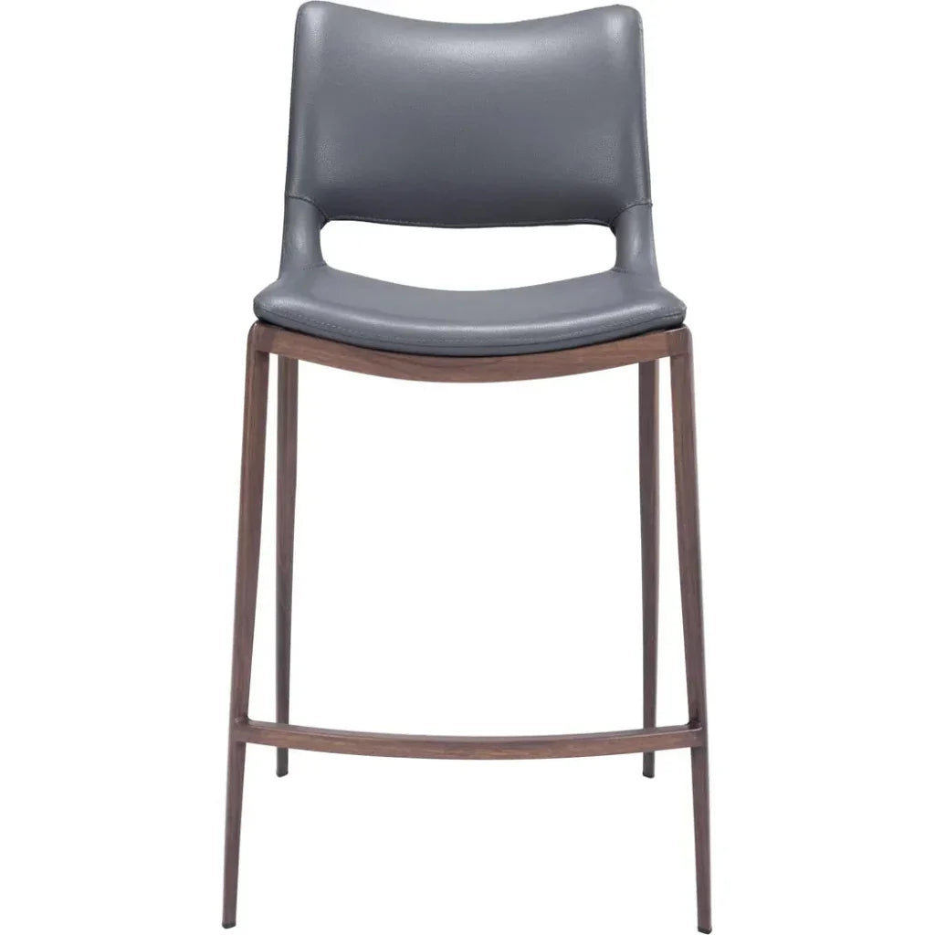 Ace Counter Stool 2PC Dark Gray & Walnut - LOOMLAN - Zuo Modern - Counter Stools