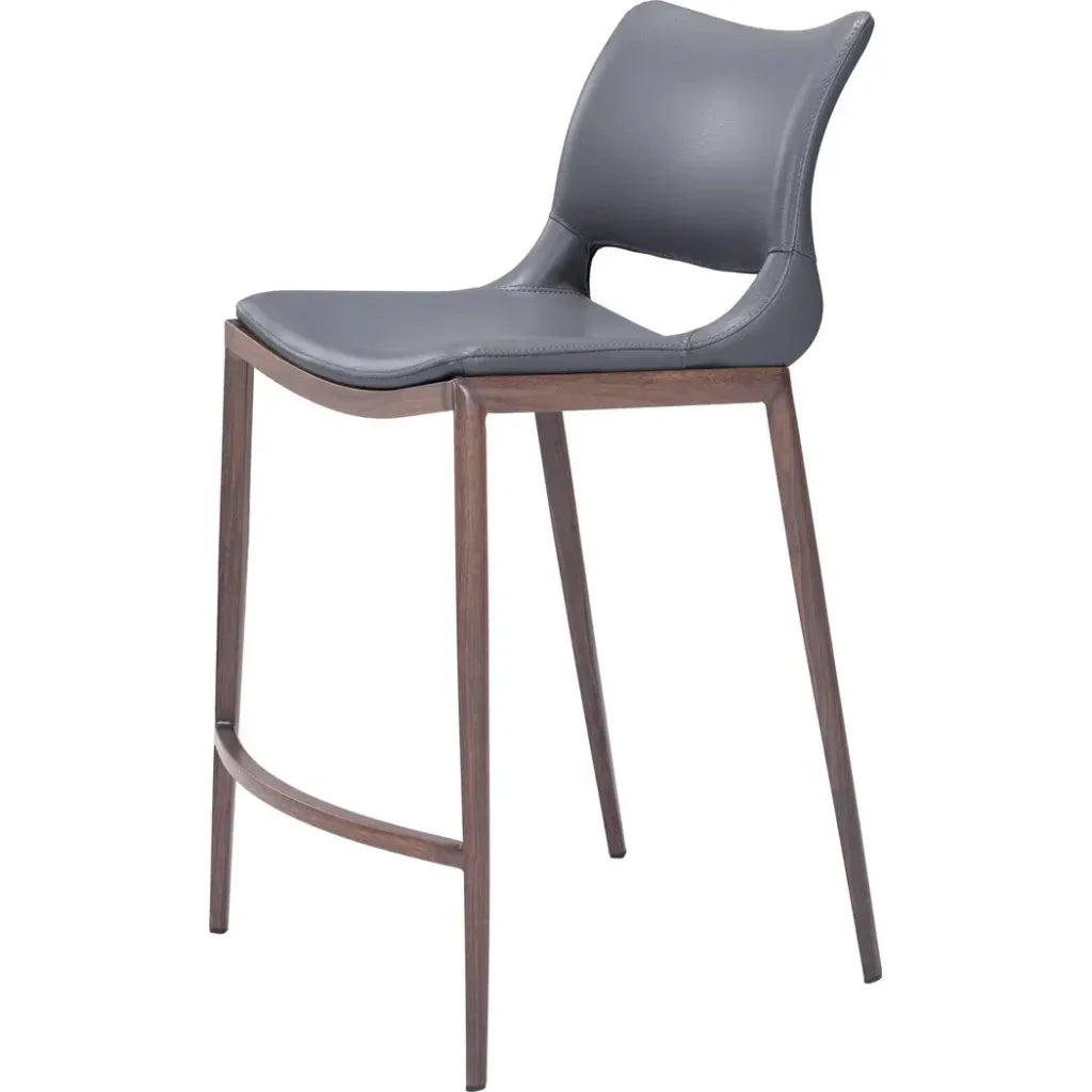 Ace Counter Stool 2PC Dark Gray & Walnut - LOOMLAN - Zuo Modern - Counter Stools