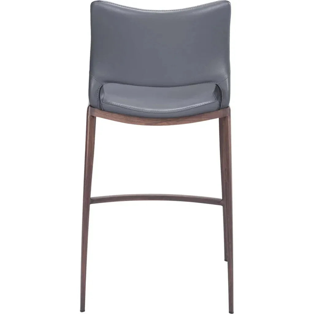 Ace Counter Stool 2PC Dark Gray & Walnut - LOOMLAN - Zuo Modern - Counter Stools