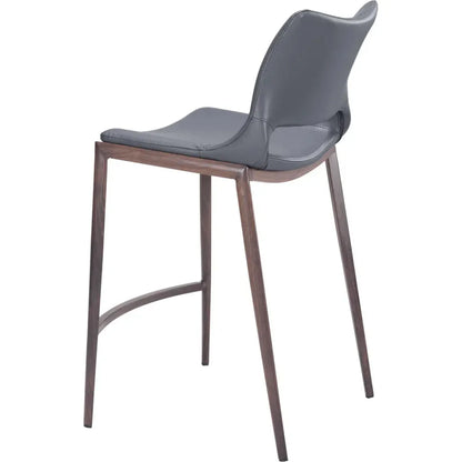 Ace Counter Stool 2PC Dark Gray & Walnut - LOOMLAN - Zuo Modern - Counter Stools