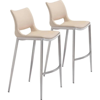 Ace Light Pink & Silver Bar Chair (Set of 2) - LOOMLAN - Zuo Modern - Bar Stools