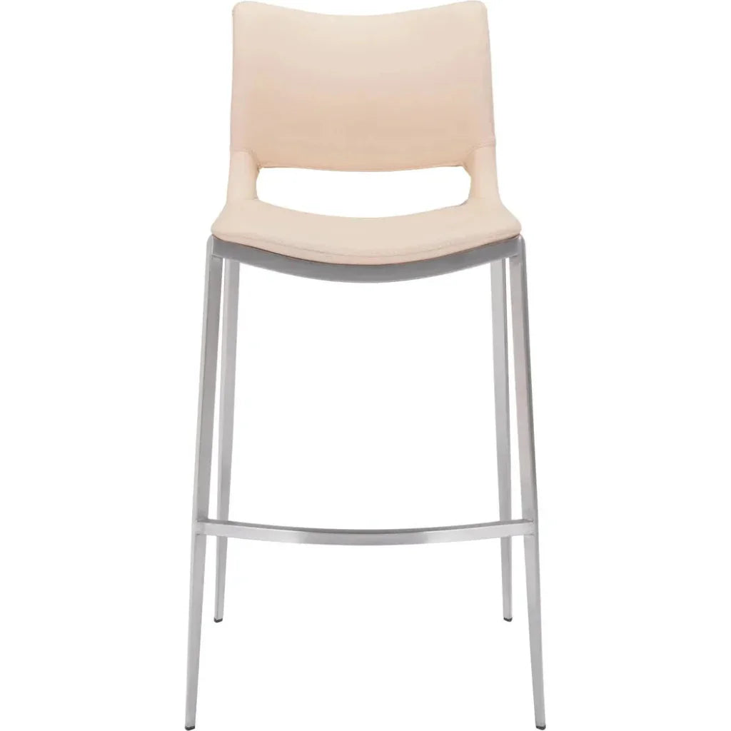 Ace Light Pink & Silver Bar Chair (Set of 2) - LOOMLAN - Zuo Modern - Bar Stools