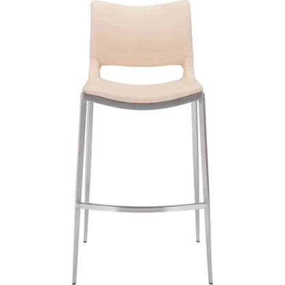 Ace Light Pink & Silver Bar Chair (Set of 2) - LOOMLAN - Zuo Modern - Bar Stools