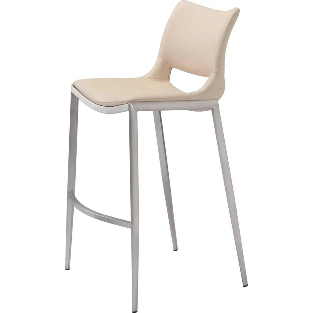 Ace Light Pink & Silver Bar Chair (Set of 2) - LOOMLAN - Zuo Modern - Bar Stools