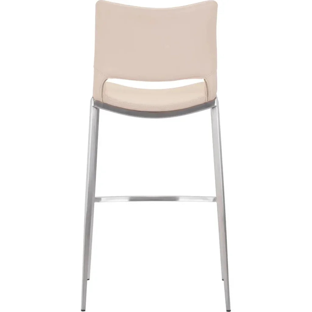 Ace Light Pink & Silver Bar Chair (Set of 2) - LOOMLAN - Zuo Modern - Bar Stools