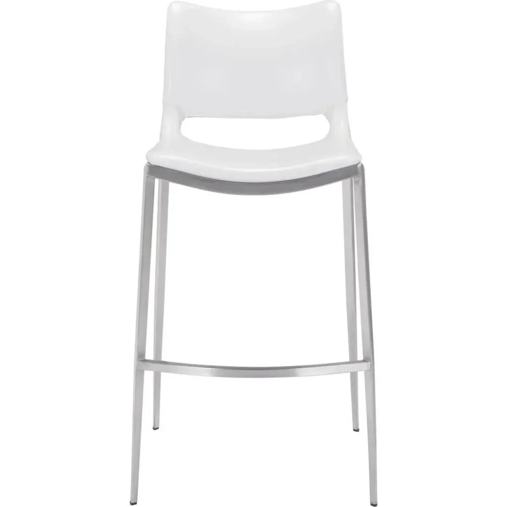 Ace White & Silver Bar Chair (Set of 2) - LOOMLAN - Zuo Modern - Bar Stools