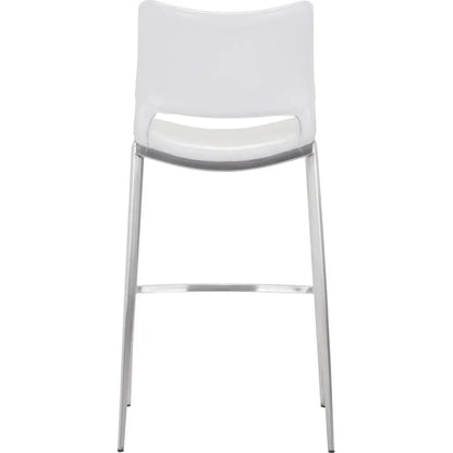 Ace White & Silver Bar Chair (Set of 2) - LOOMLAN - Zuo Modern - Bar Stools