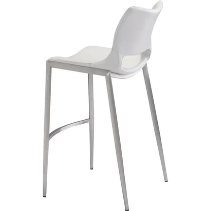 Ace White & Silver Bar Chair (Set of 2) - LOOMLAN - Zuo Modern - Bar Stools