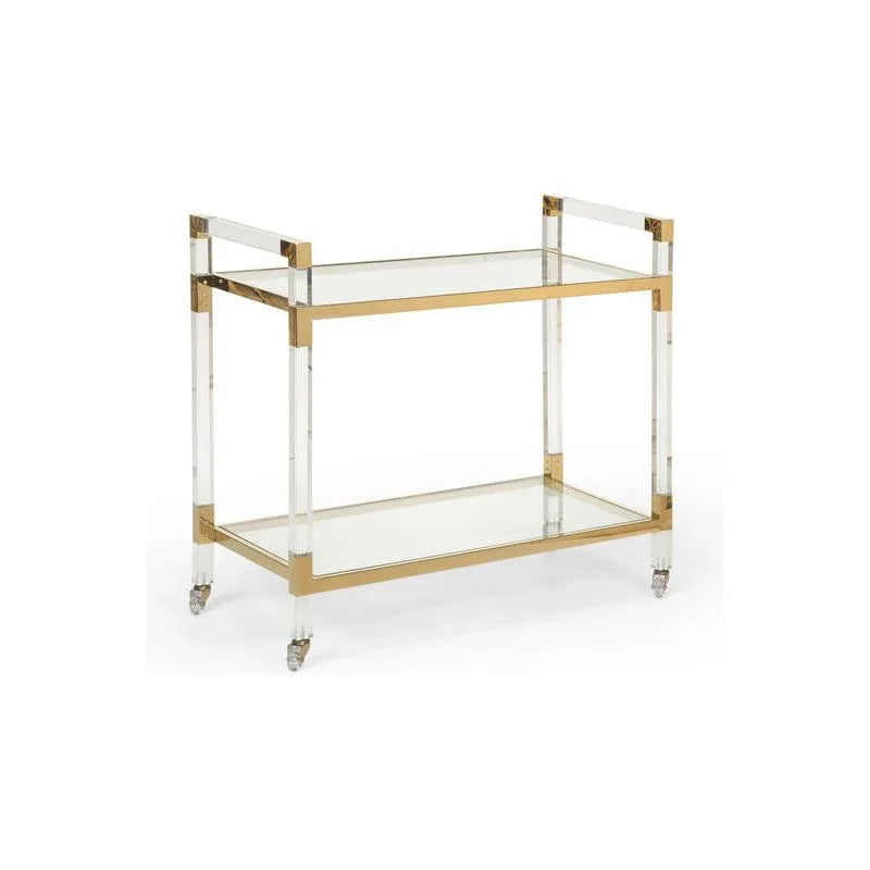 Acrylic Brass Frame Bar Cart-Home Bar Carts-Chelsea House-LOOMLAN