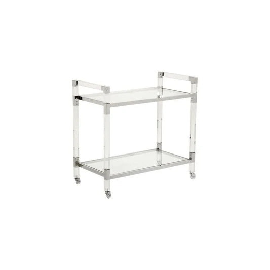 Acrylic Nickel Frame Modern Bar Cart-Home Bar Carts-Chelsea House-LOOMLAN