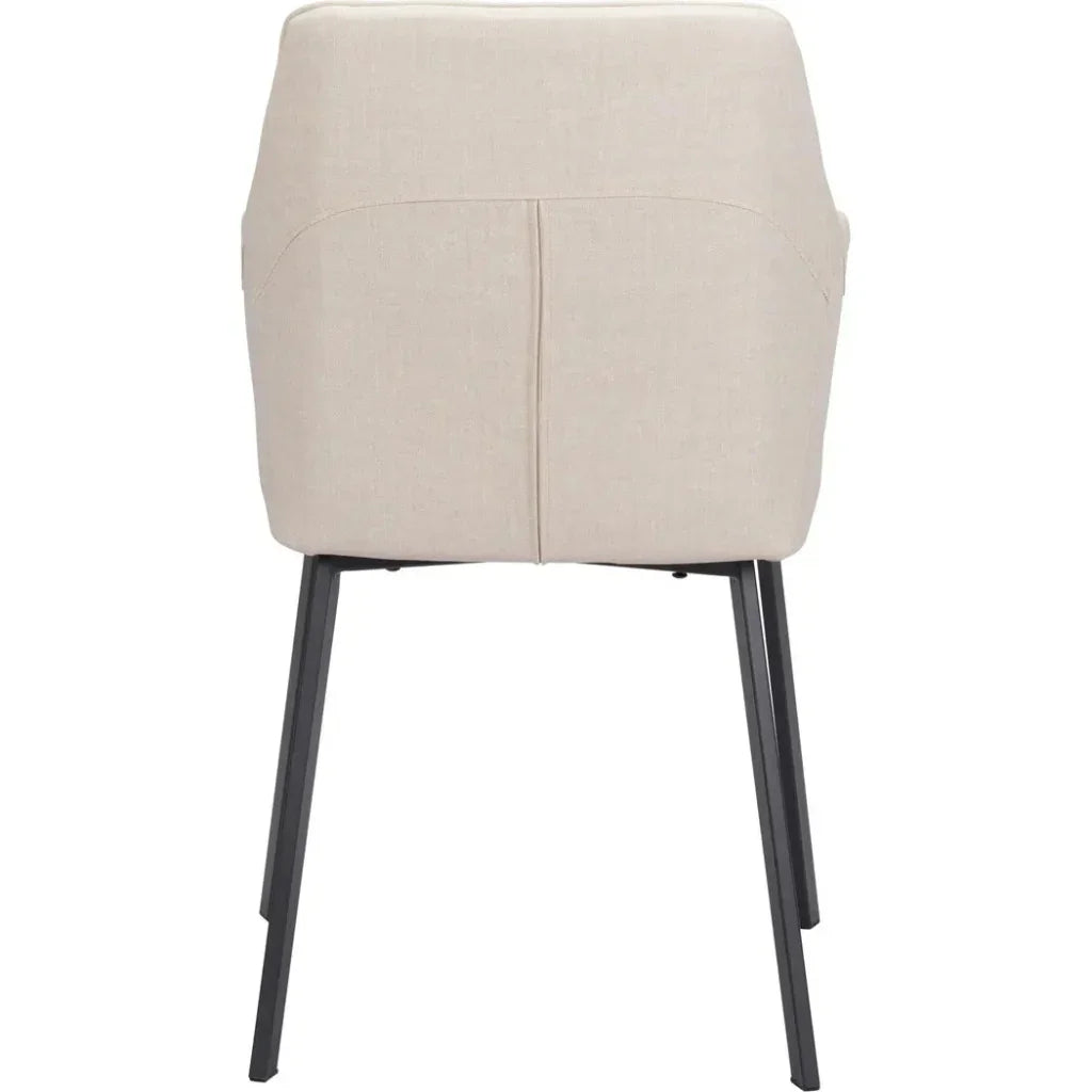 Adage Beige Dining Chair with Steel Frame - LOOMLAN - Zuo Modern - Dining Chairs
