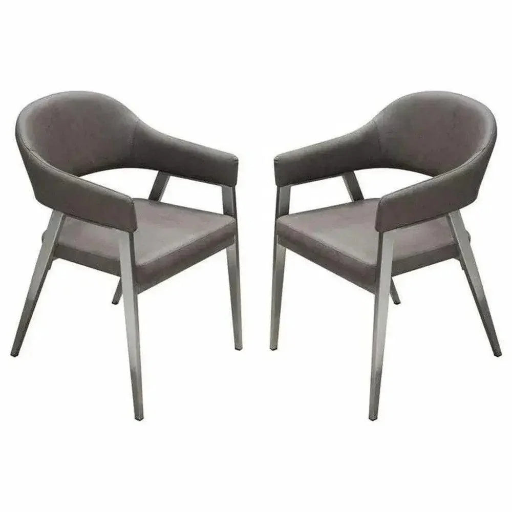 Adele Leather Modern Dining Chair 2PC - LOOMLAN - Diamond Sofa - Dining Chairs