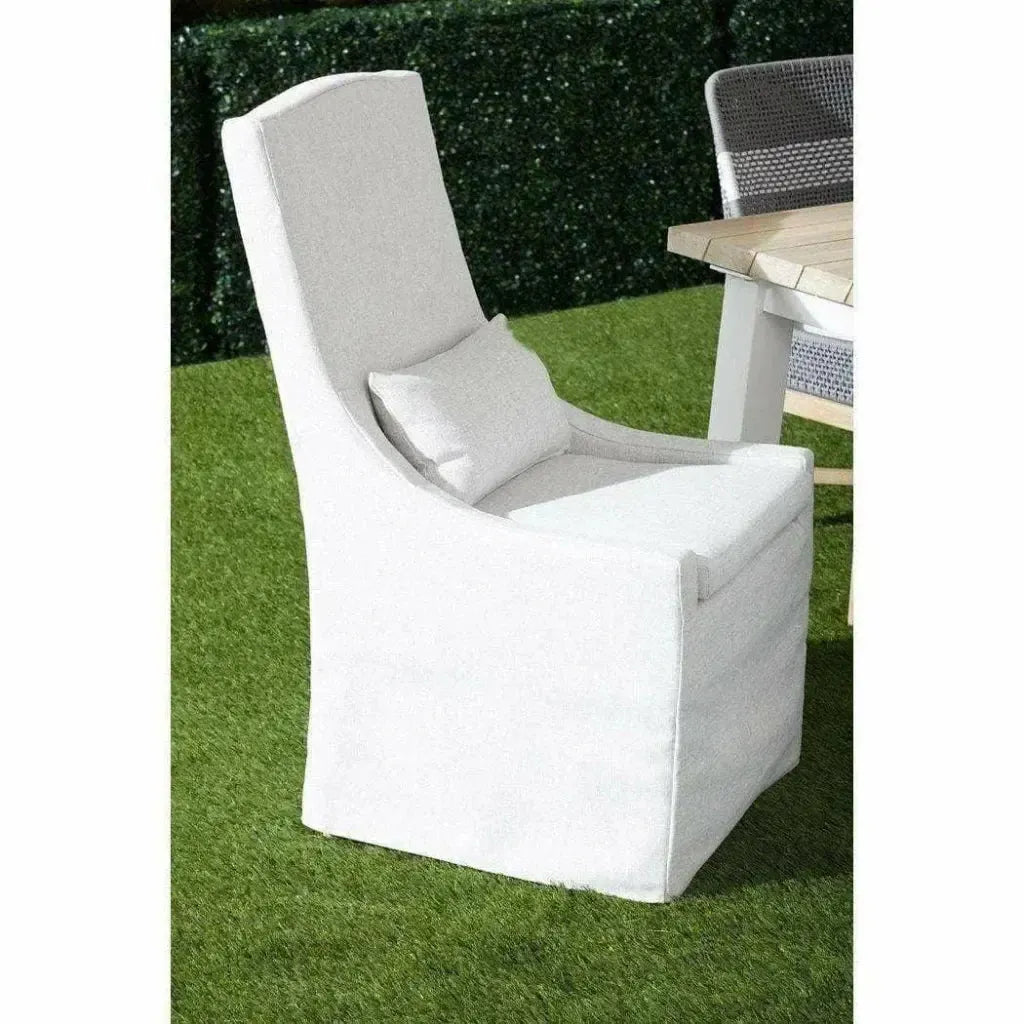 Adele Outdoor Slipcover Dining Chair Blanca Teak Wood-Outdoor Dining Chairs-Essentials For Living-LOOMLAN