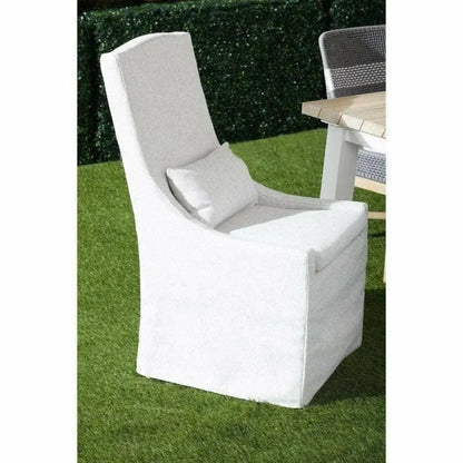 Adele Outdoor Slipcover Dining Chair Blanca Teak Wood-Outdoor Dining Chairs-Essentials For Living-LOOMLAN