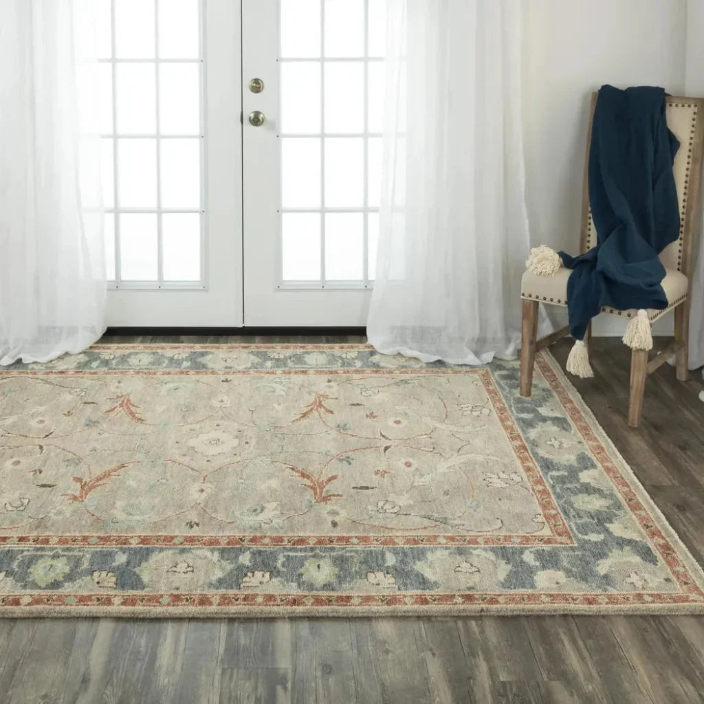 Aden Floral Light Blue Large Area Rugs For Living Room - LOOMLAN - LOOMLAN - Area Rugs