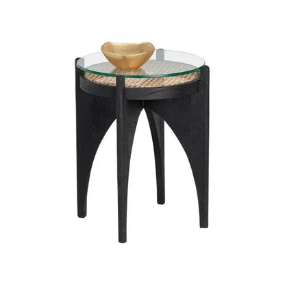 Adora End Table Modern With Glass And Rattan - LOOMLAN - SUNPAN - Side Tables