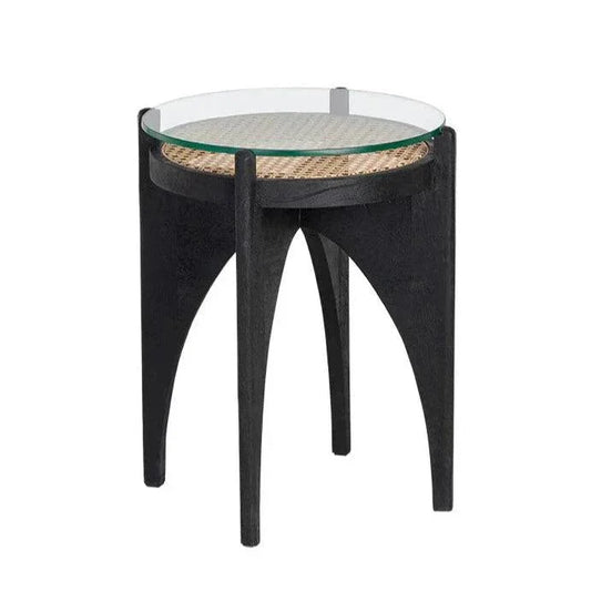 Adora End Table Modern With Glass And Rattan - LOOMLAN - SUNPAN - Side Tables