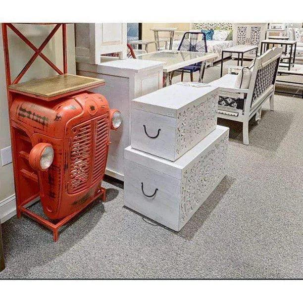 2PC Rectangular White Storage Trunks - LOOMLAN - LOOMLAN - Trunks