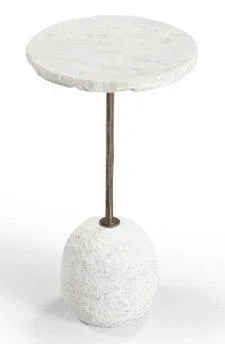 Aeirith White Marble Accent Table - LOOMLAN - Bassett Mirror - Side Tables