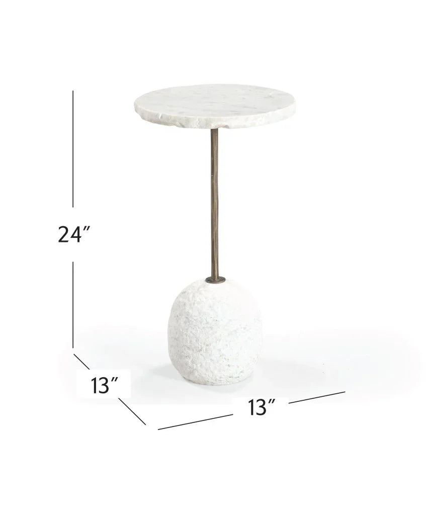 Aeirith White Marble Accent Table - LOOMLAN - Bassett Mirror - Side Tables