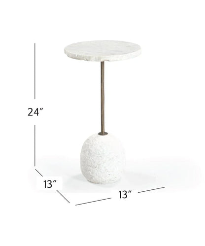 Aeirith White Marble Accent Table - LOOMLAN - Bassett Mirror - Side Tables