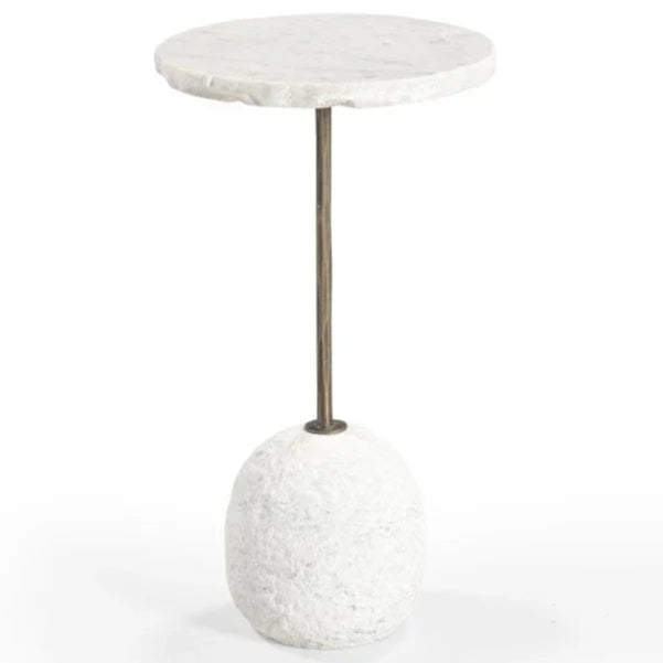Aeirith White Marble Accent Table - LOOMLAN - Bassett Mirror - Side Tables