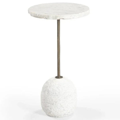 Aeirith White Marble Accent Table - LOOMLAN - Bassett Mirror - Side Tables