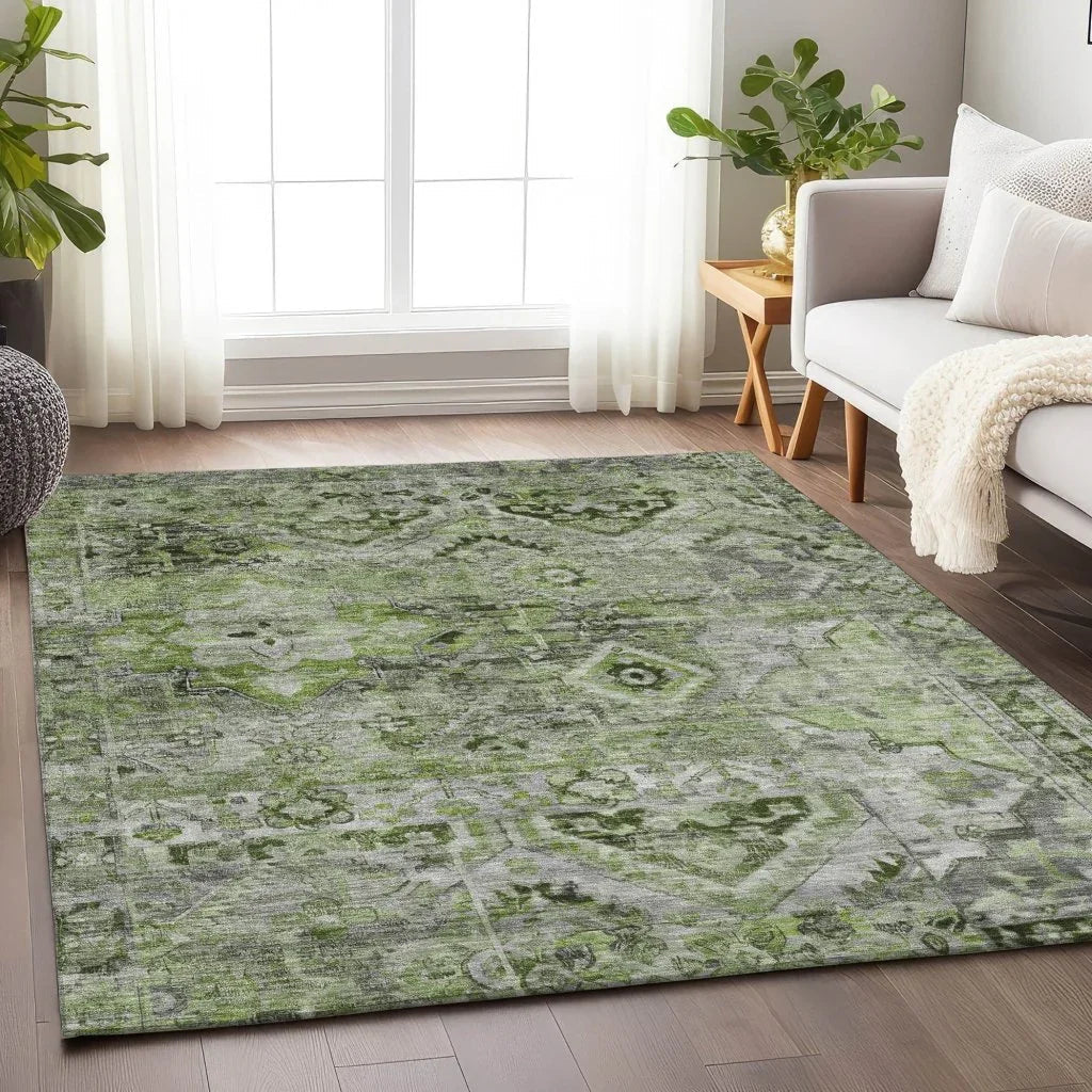 Aelain Aloe Washable Indoor - Outdoor Rug - LOOMLAN - LOOMLAN Rugs - Outdoor Rugs