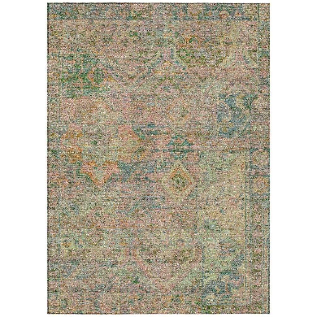 Aelain Green Washable Indoor - Outdoor Rug - LOOMLAN - LOOMLAN Rugs - Outdoor Rugs