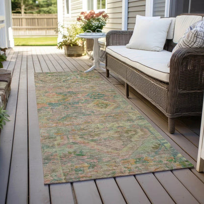 Aelain Green Washable Indoor - Outdoor Rug - LOOMLAN - LOOMLAN Rugs - Outdoor Rugs