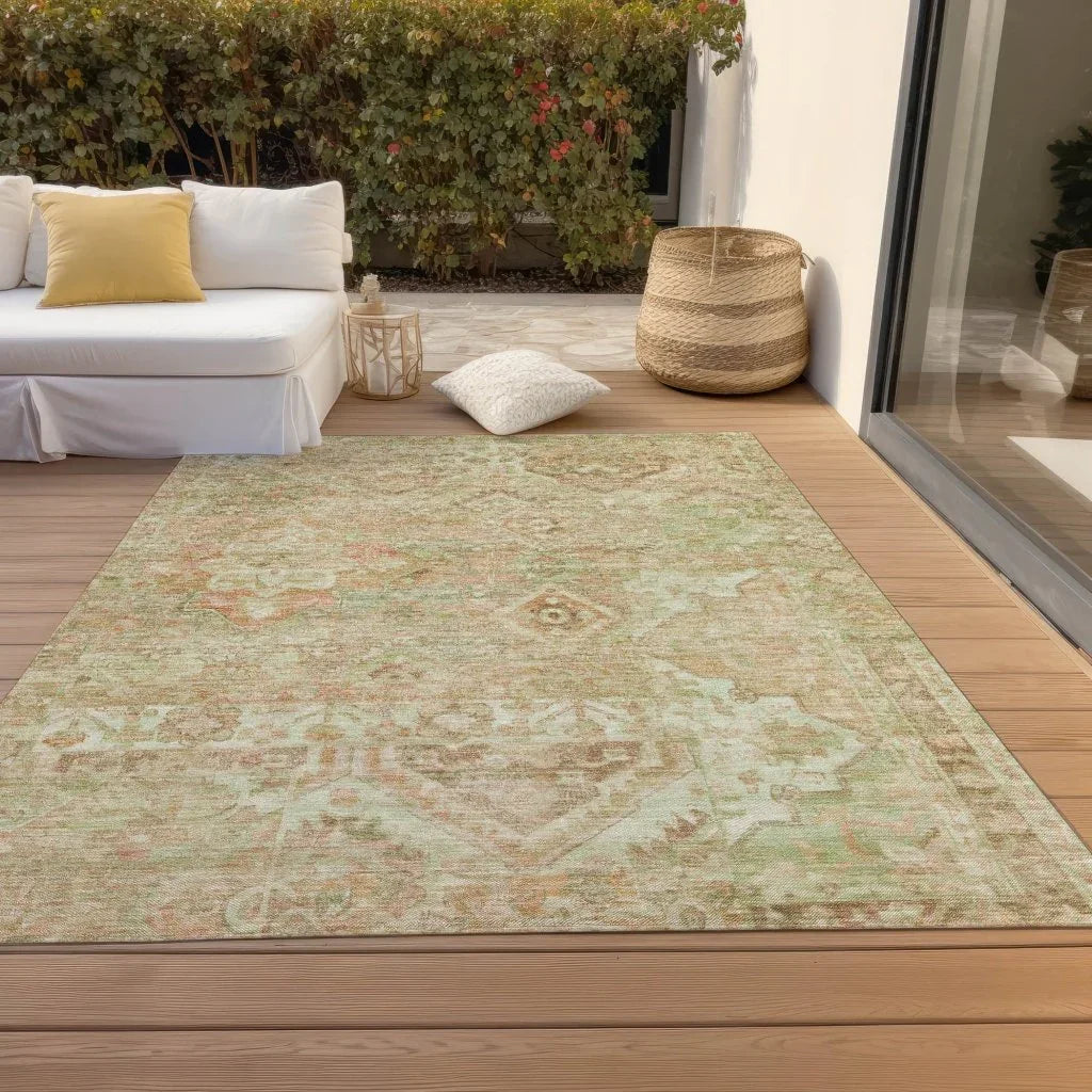 Aelain Orange Washable Indoor - Outdoor Rug - LOOMLAN - LOOMLAN Rugs - Outdoor Rugs